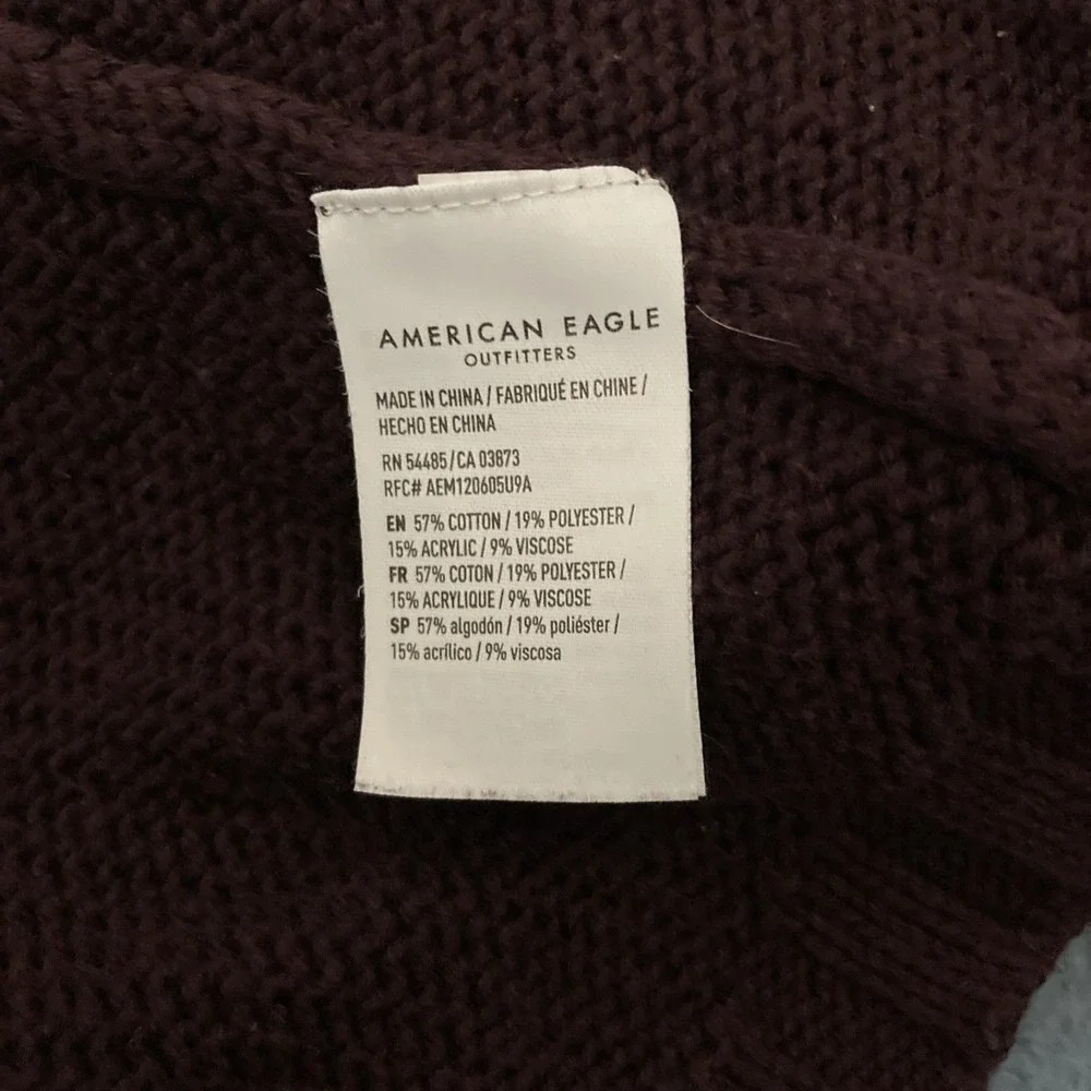 American Eagle Oversized Fit Maroon Open Front Long Sleeve Short Cardigan - SZ L